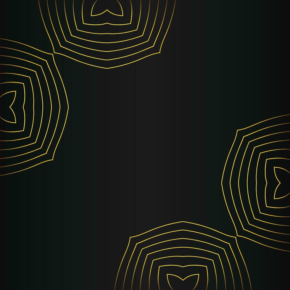 abstract gold line frame decoration on black background vector