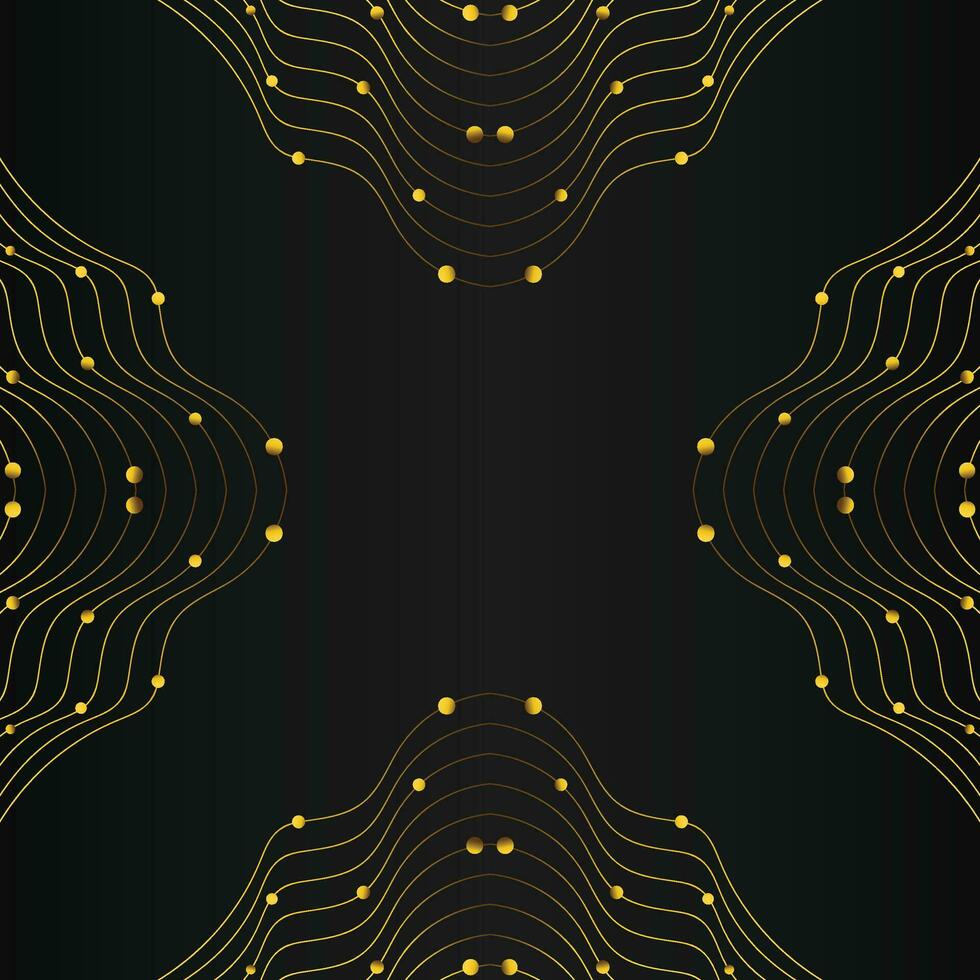 luxury abstract gold line frame decoration on black background vector