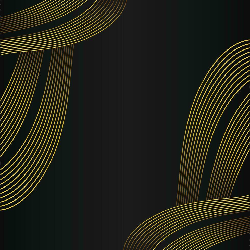 abstract gold line frame decoration on black background vector