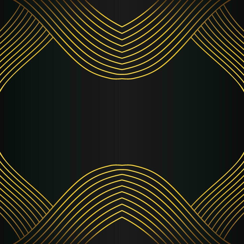 abstract gold line frame decoration on black background vector