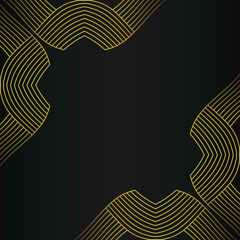 abstract gold line frame decoration on black background vector