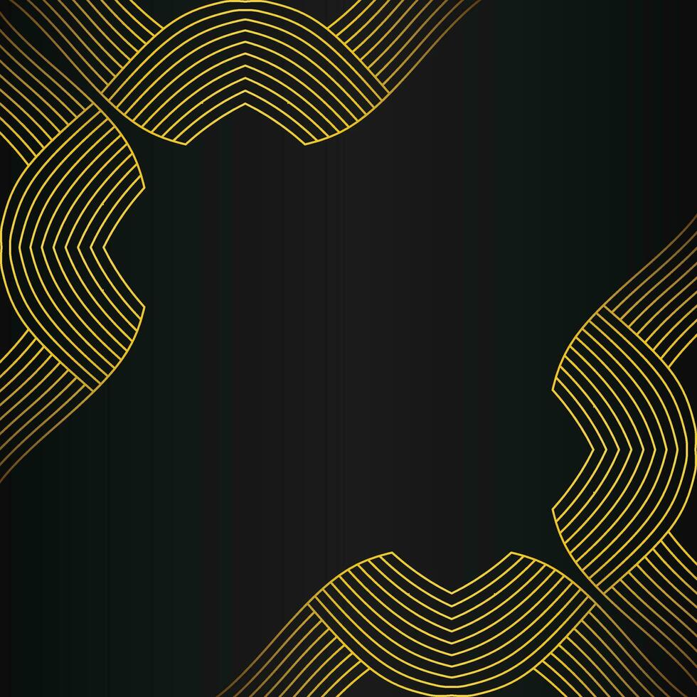 abstract gold line frame decoration on black background vector