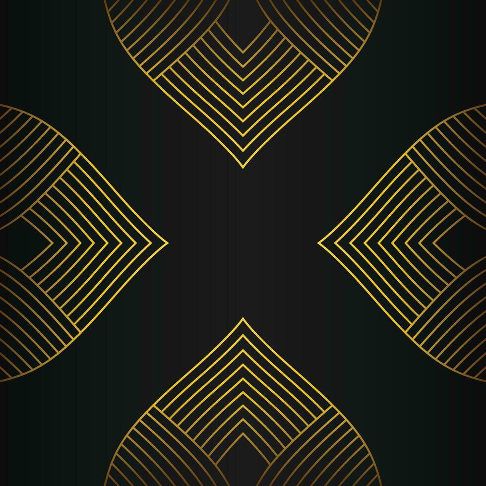 abstract gold line frame decoration on black background vector