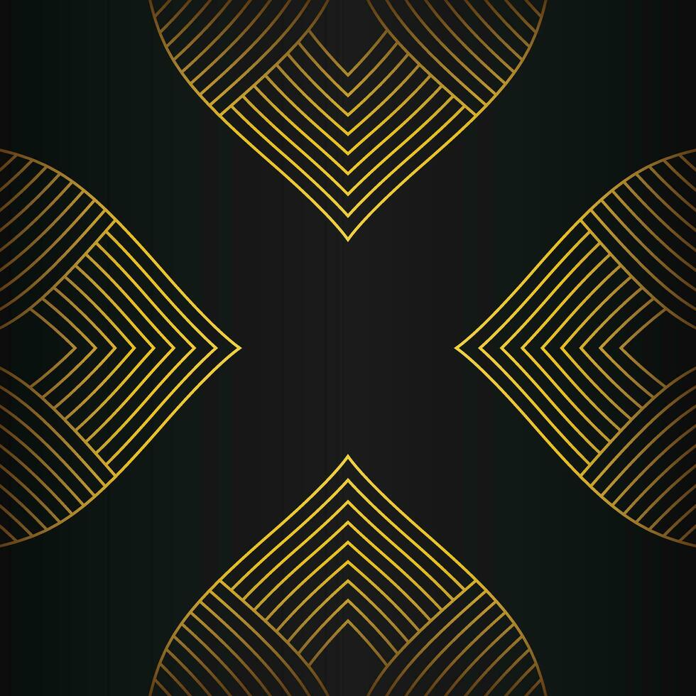 abstract gold line frame decoration on black background vector