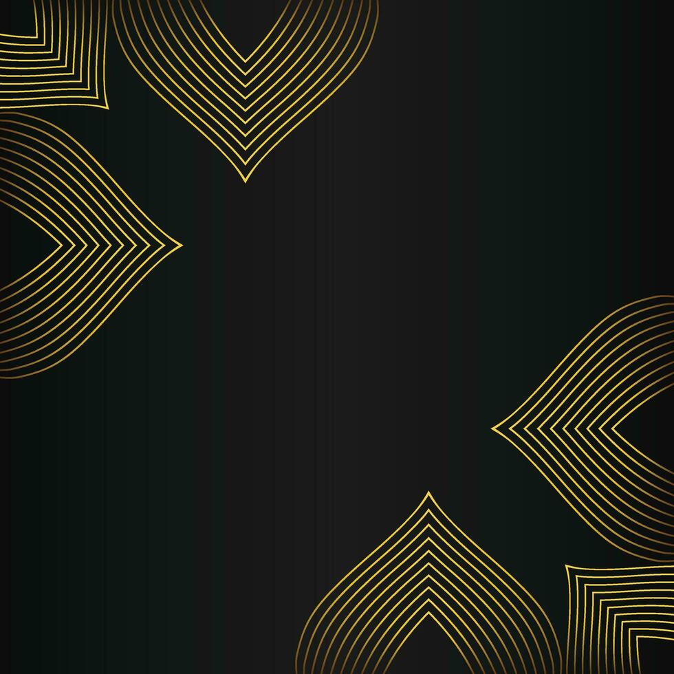 abstract gold line frame decoration on black background vector