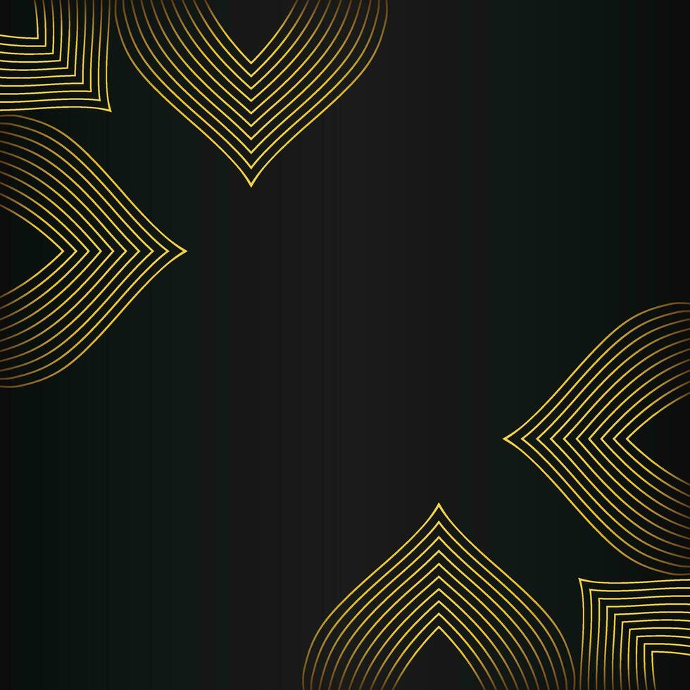 abstract gold line frame decoration on black background vector