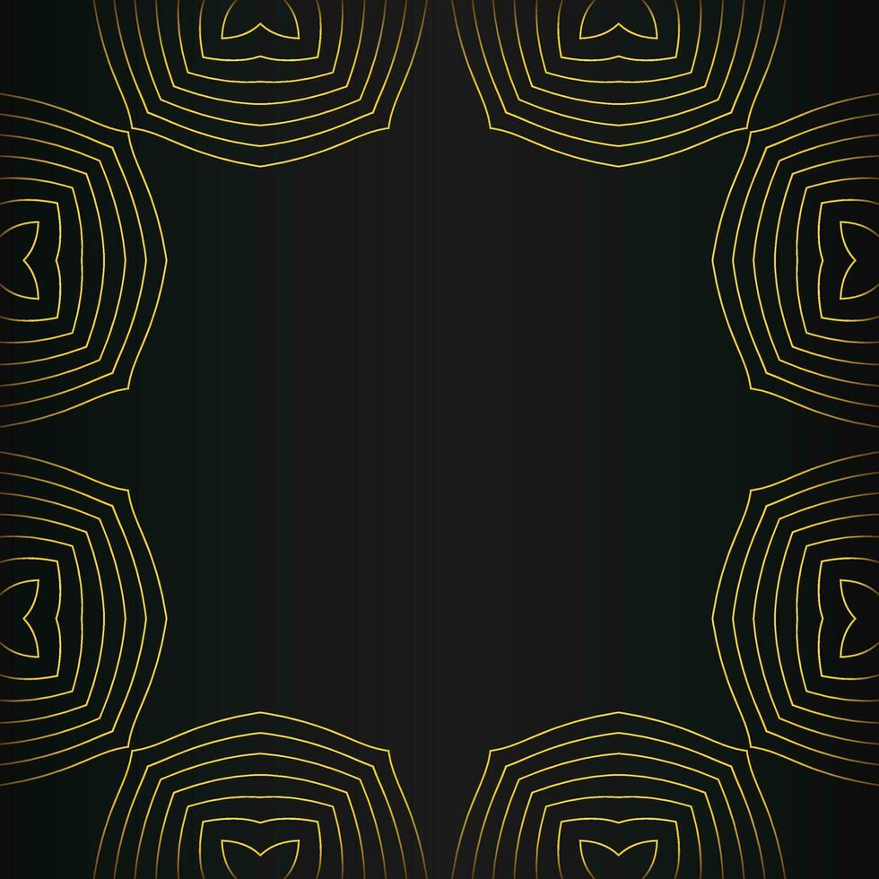 abstract gold line frame decoration on black background vector