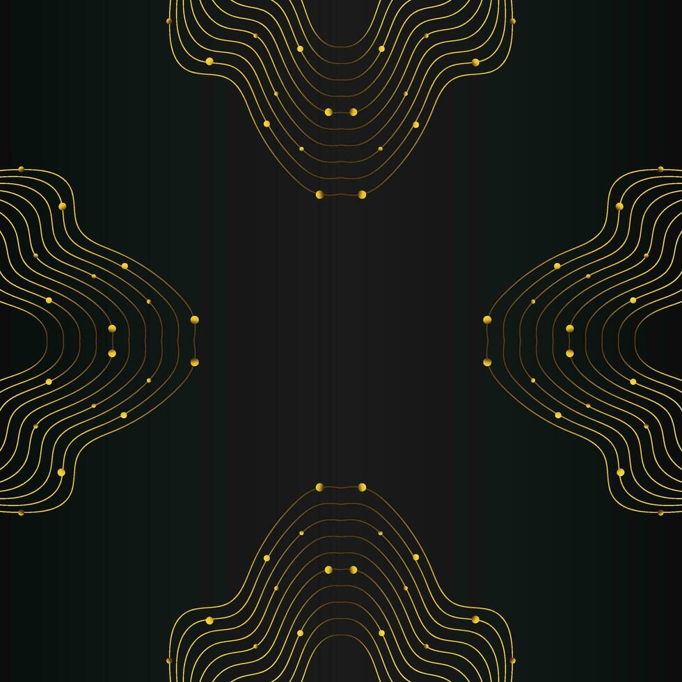 abstract gold line frame decoration on black background vector