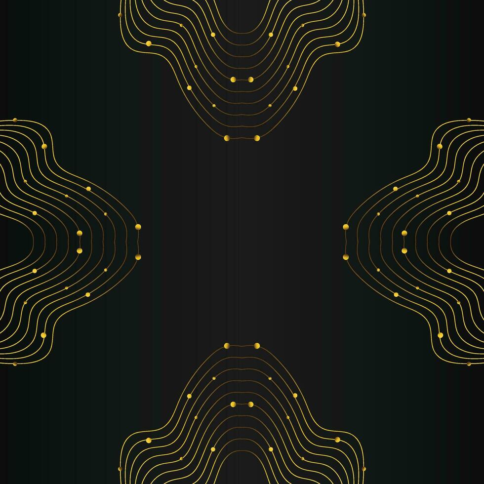 abstract gold line frame decoration on black background vector