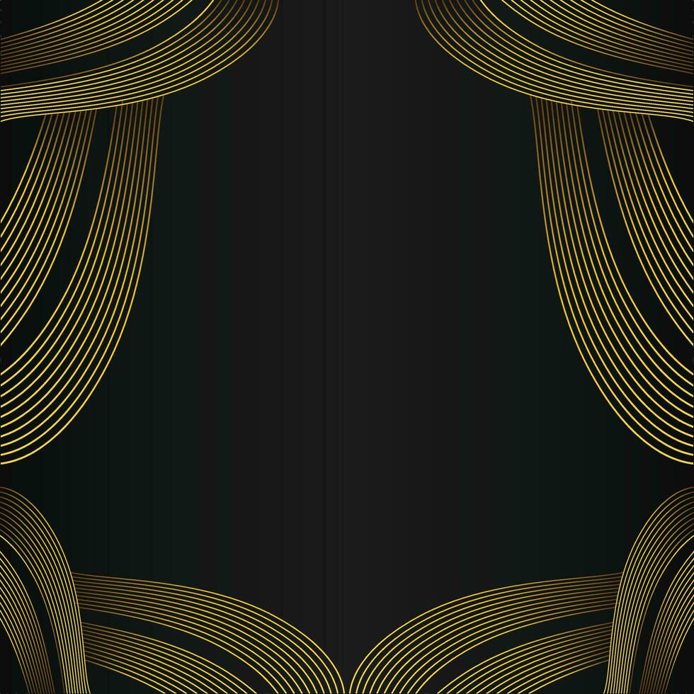 abstract gold line frame decoration on black background vector