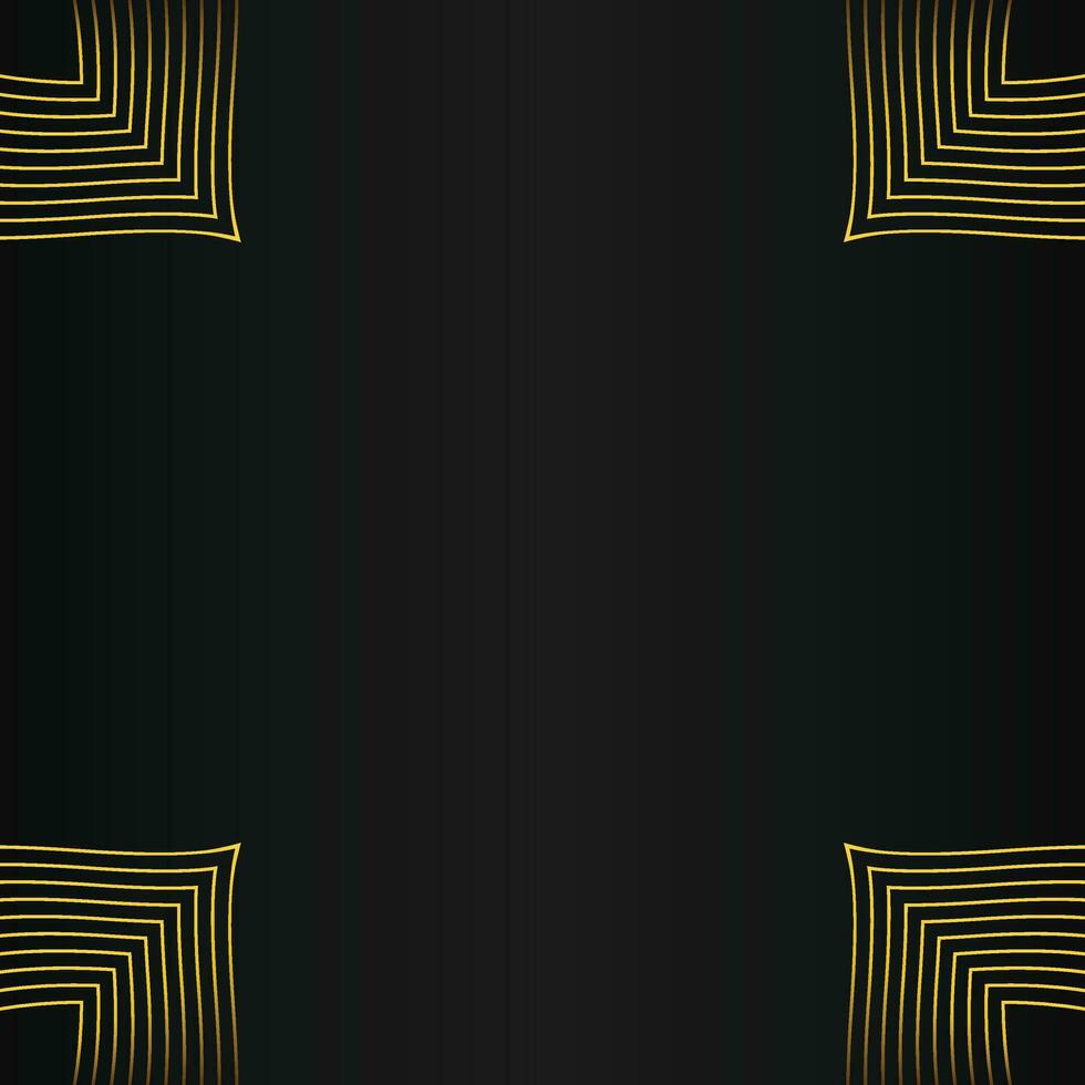 abstract gold line frame decoration on black background vector