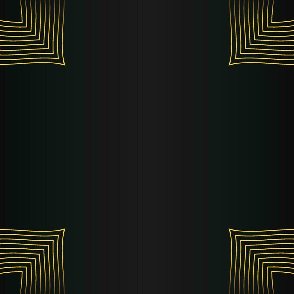 abstract gold line frame decoration on black background vector