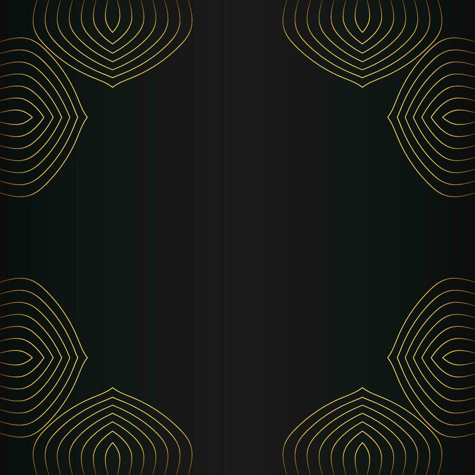 abstract gold line frame decoration on black background vector