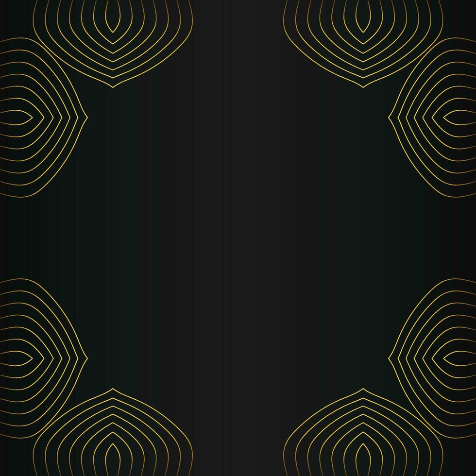 abstract gold line frame decoration on black background vector