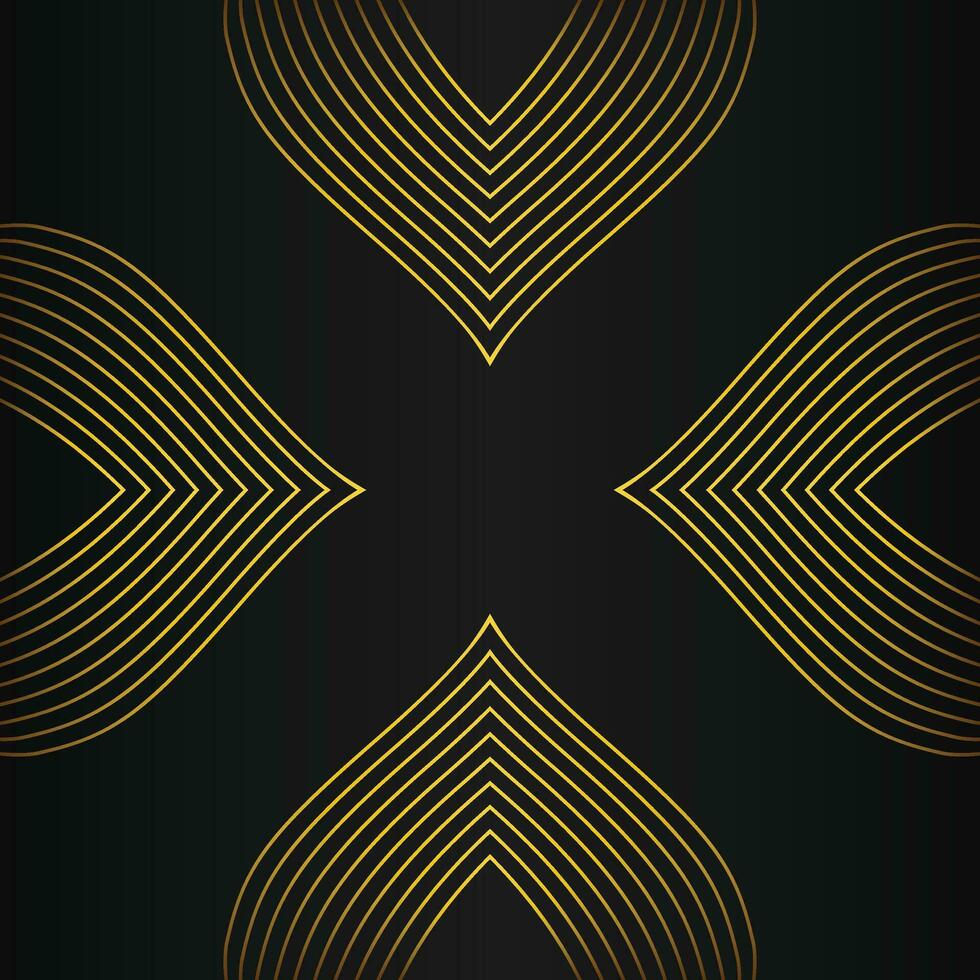 abstract gold line frame decoration on black background vector