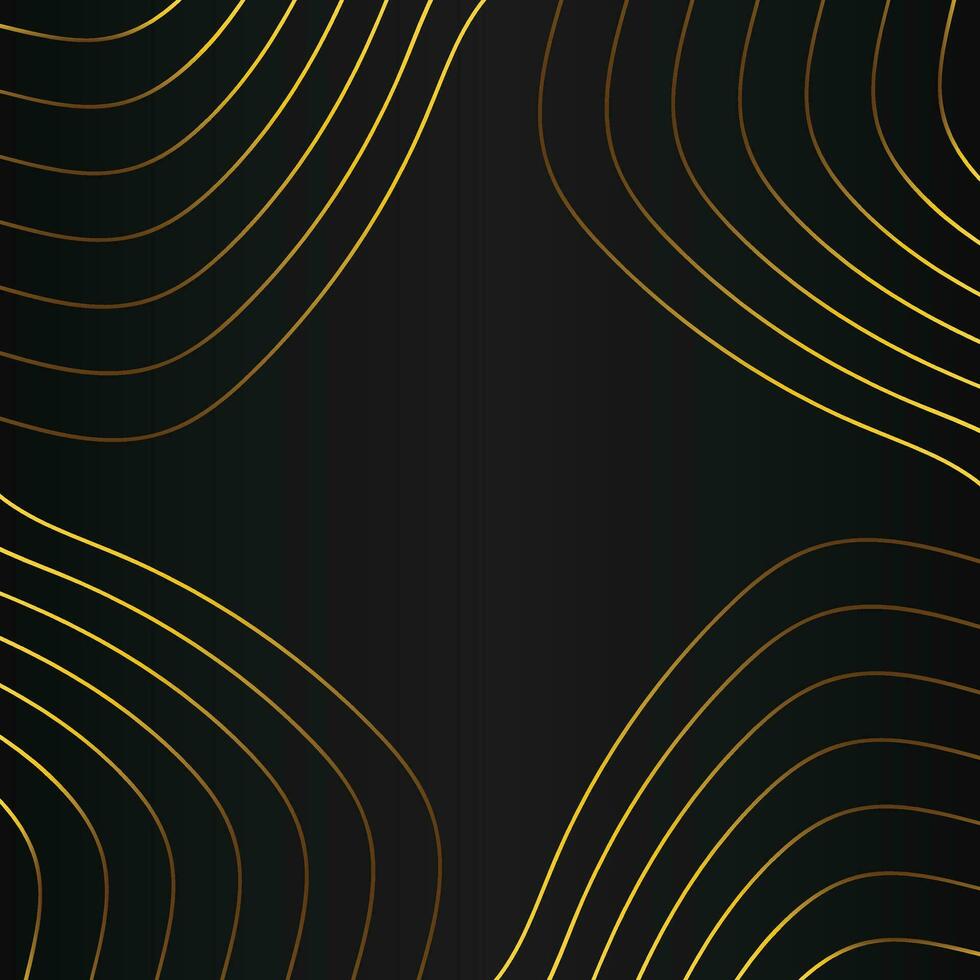 abstract gold line frame decoration on black background vector