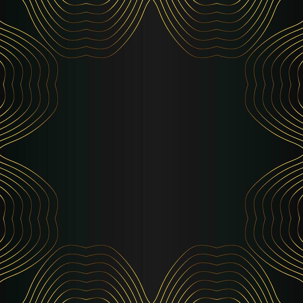 abstract gold line frame decoration on black background vector