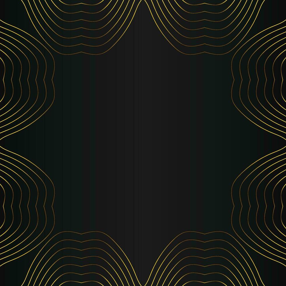 abstract gold line frame decoration on black background vector