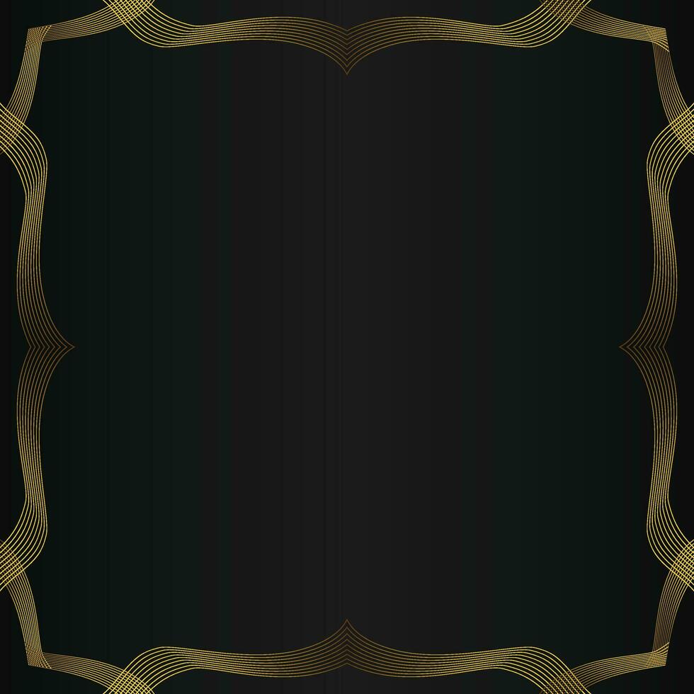 gold line frame decoration on black background vector