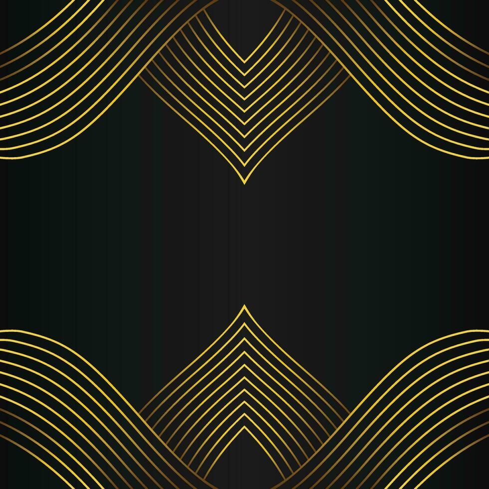 abstract gold line frame decoration on black background vector