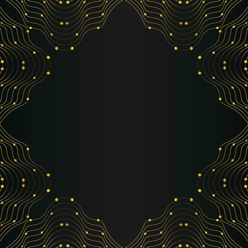 abstract gold line frame decoration on black background vector
