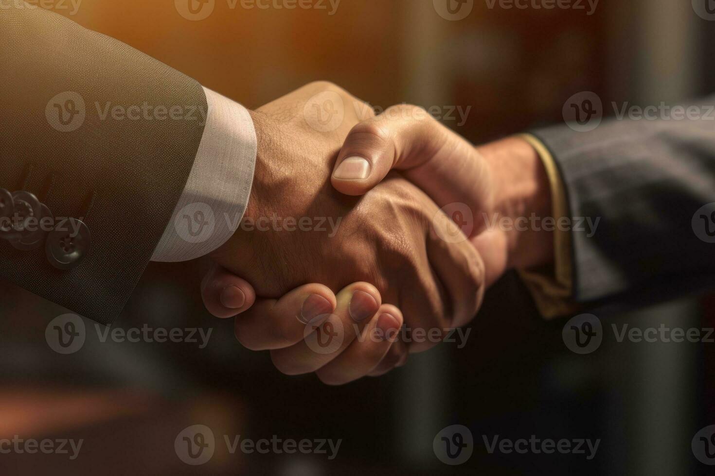 Handshake and congratulating greetings and their successful .AI Generative. photo