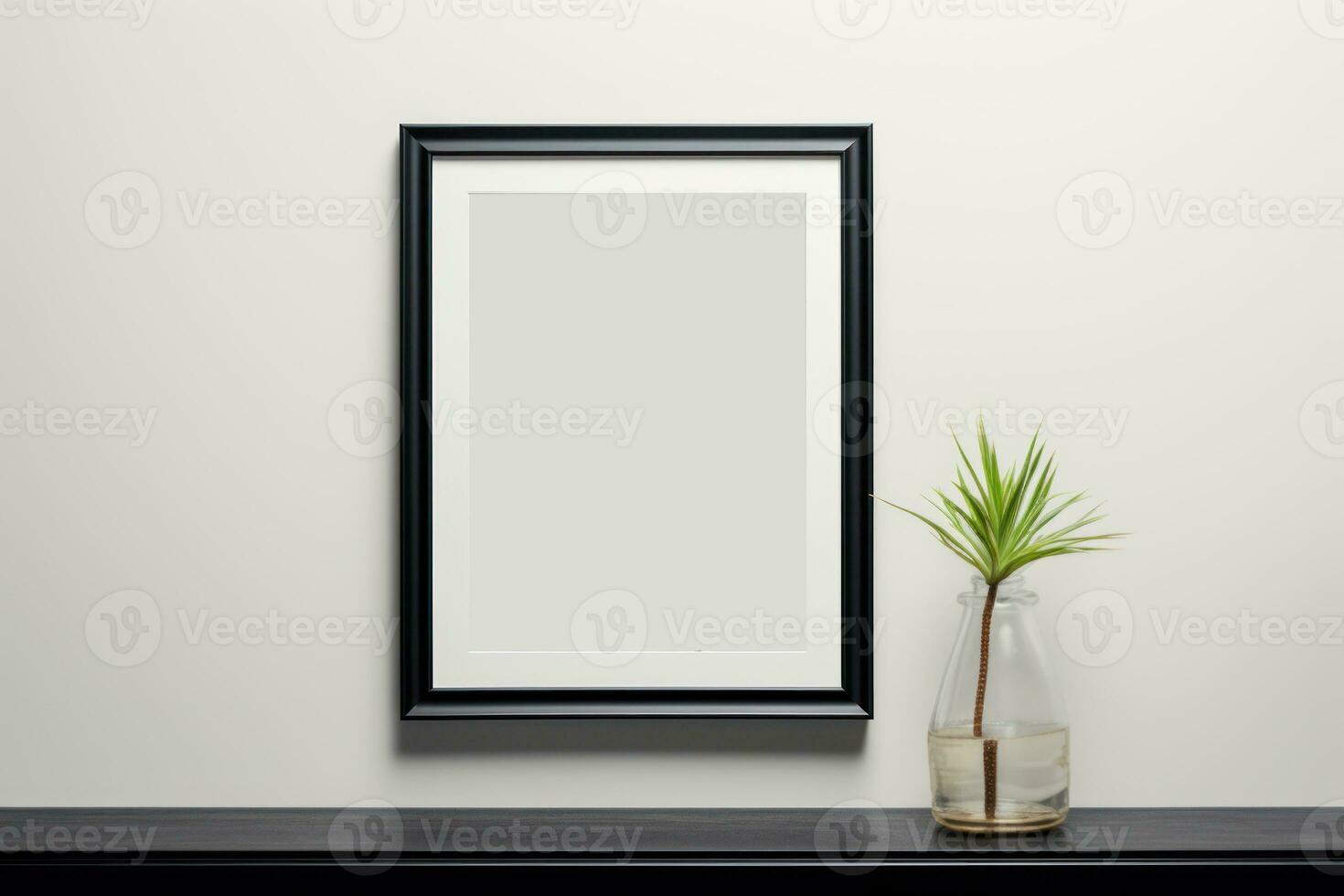 minimalist living room blank frame mockup . Generative AI photo