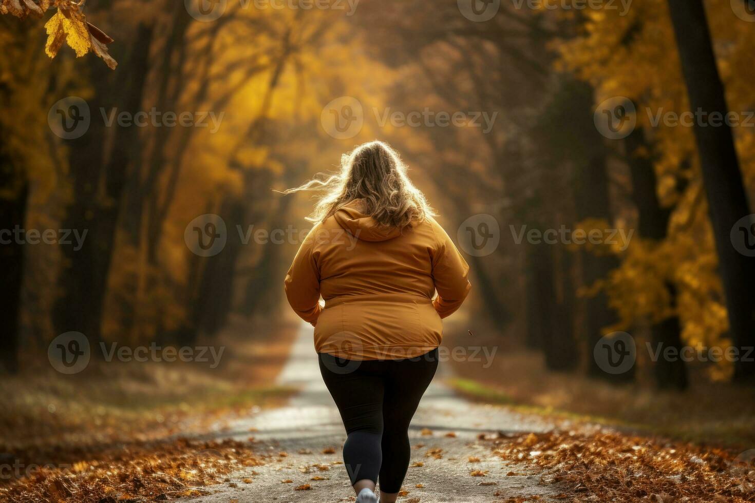 overweight woman going for a run, generated AI, generated, AI photo