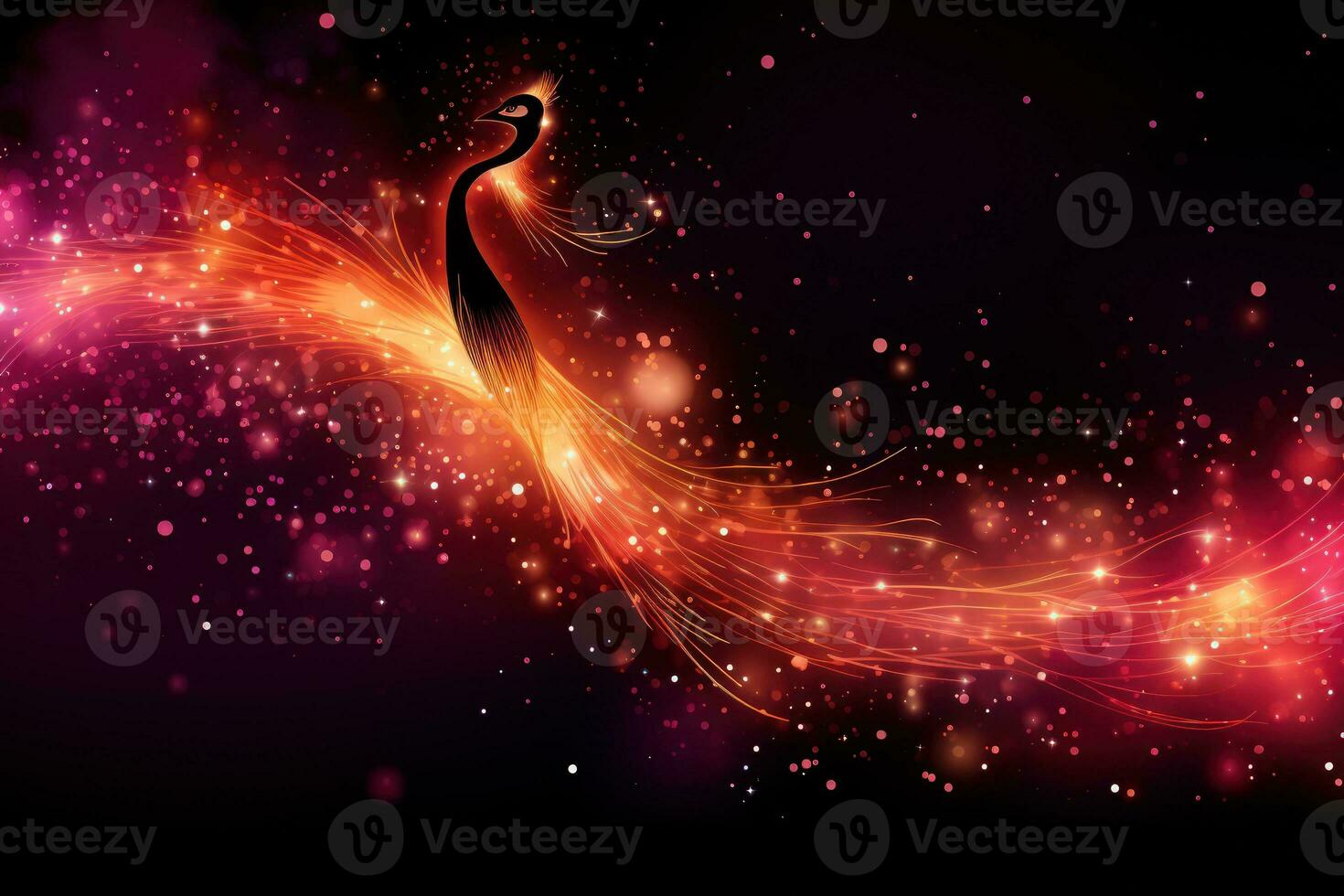 Flying Phoenix burst into flames created with .Generative AI photo