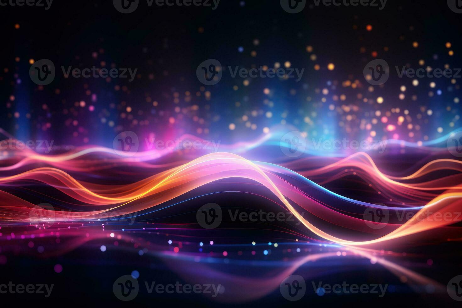 Futuristic point wave. Abstract background with a dynamic wave. Generative AI photo