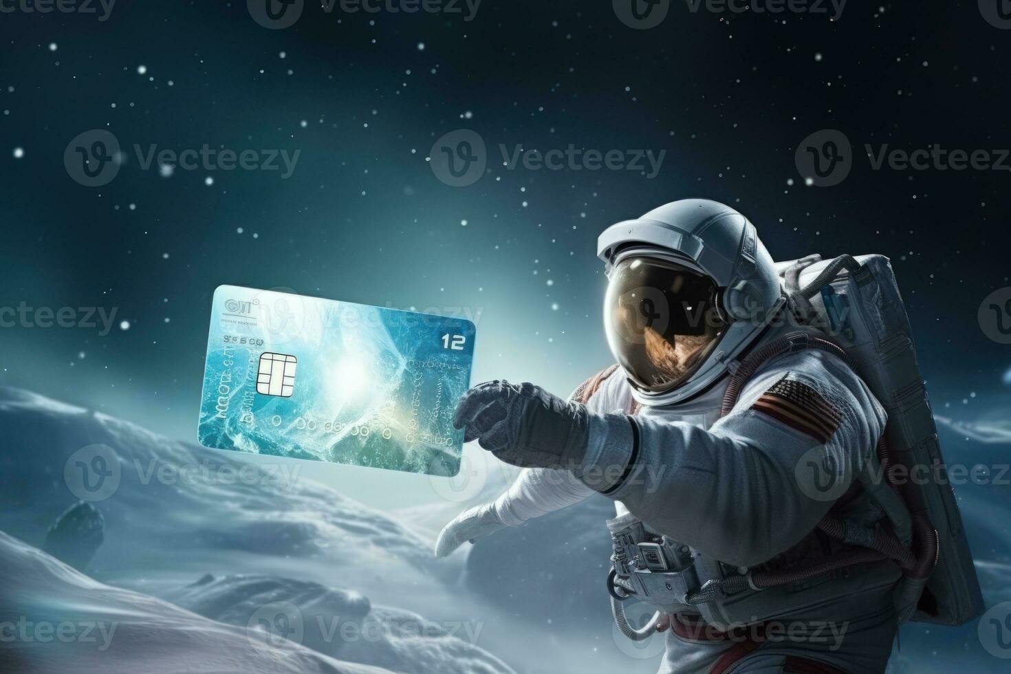 hand holding virtual, transparent business card. Genarative ai photo