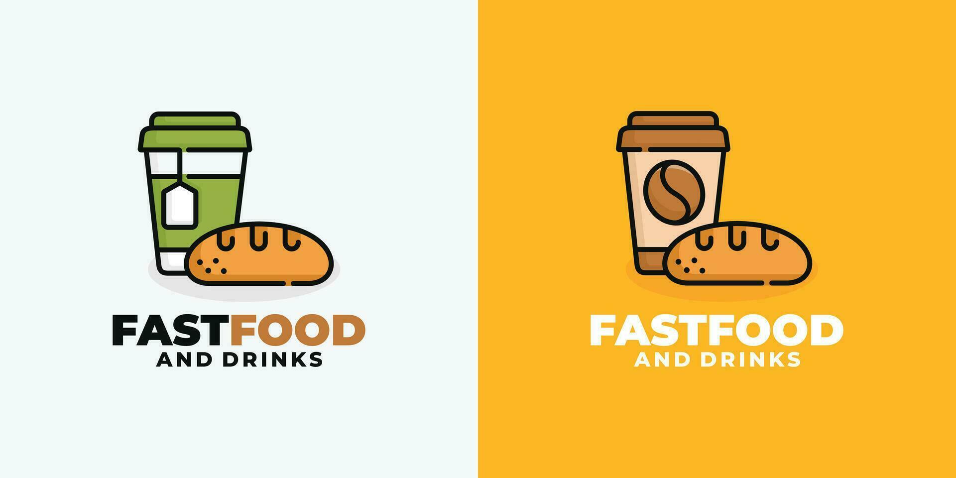 un pan y bebida rápido comida logo diseño vector