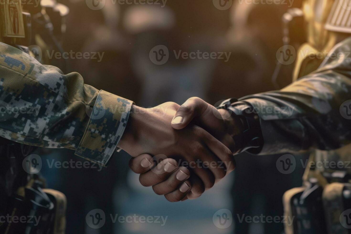 Handshake and congratulating greetings and their successful .AI Generative. photo