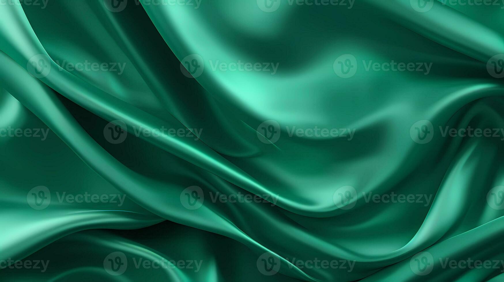AI Generated Close-up texture of royal green silk satin can use as abstract background with copy space. Beautiful soft wavy folds on shiny fabric. photo
