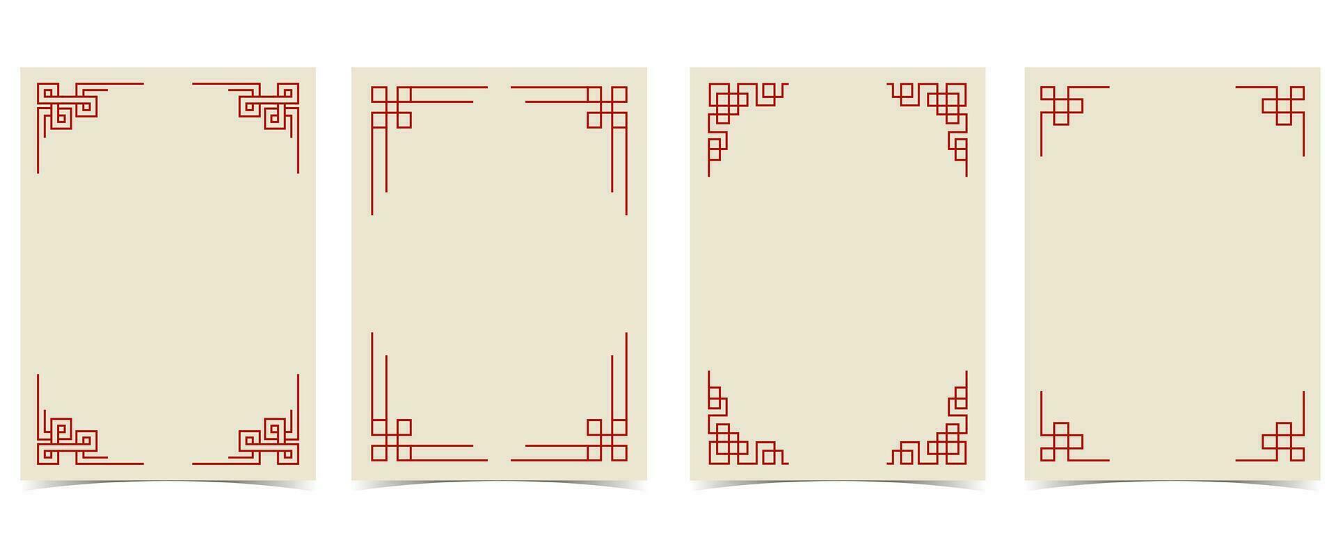 Chinese New Year background with frame,border.Editable vector illustration for postcard,a4 size