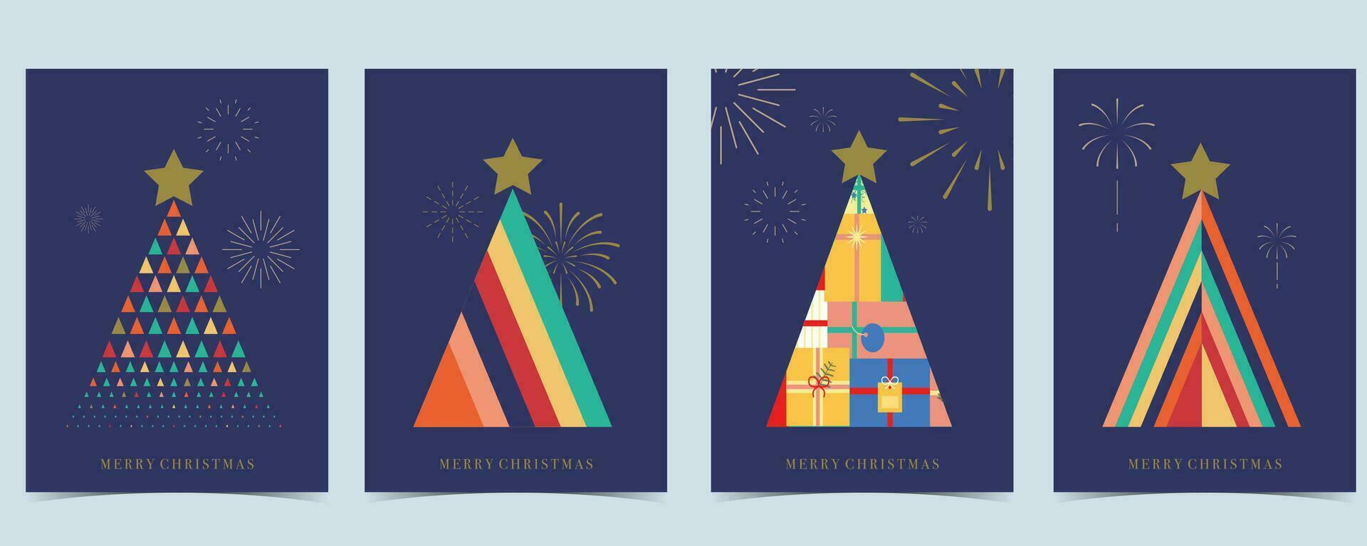 Navidad noche antecedentes con arbol.editable vector ilustración para postal, a4 Talla