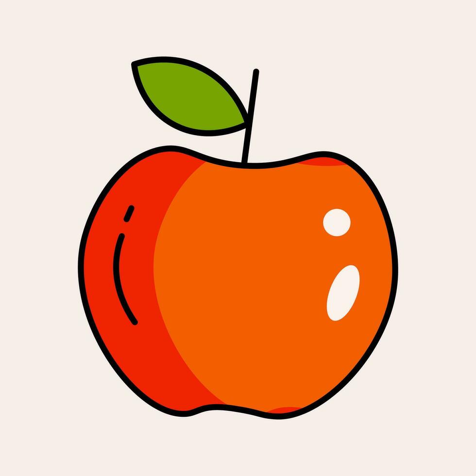 manzana Fruta icono plano ilustración estilo vector