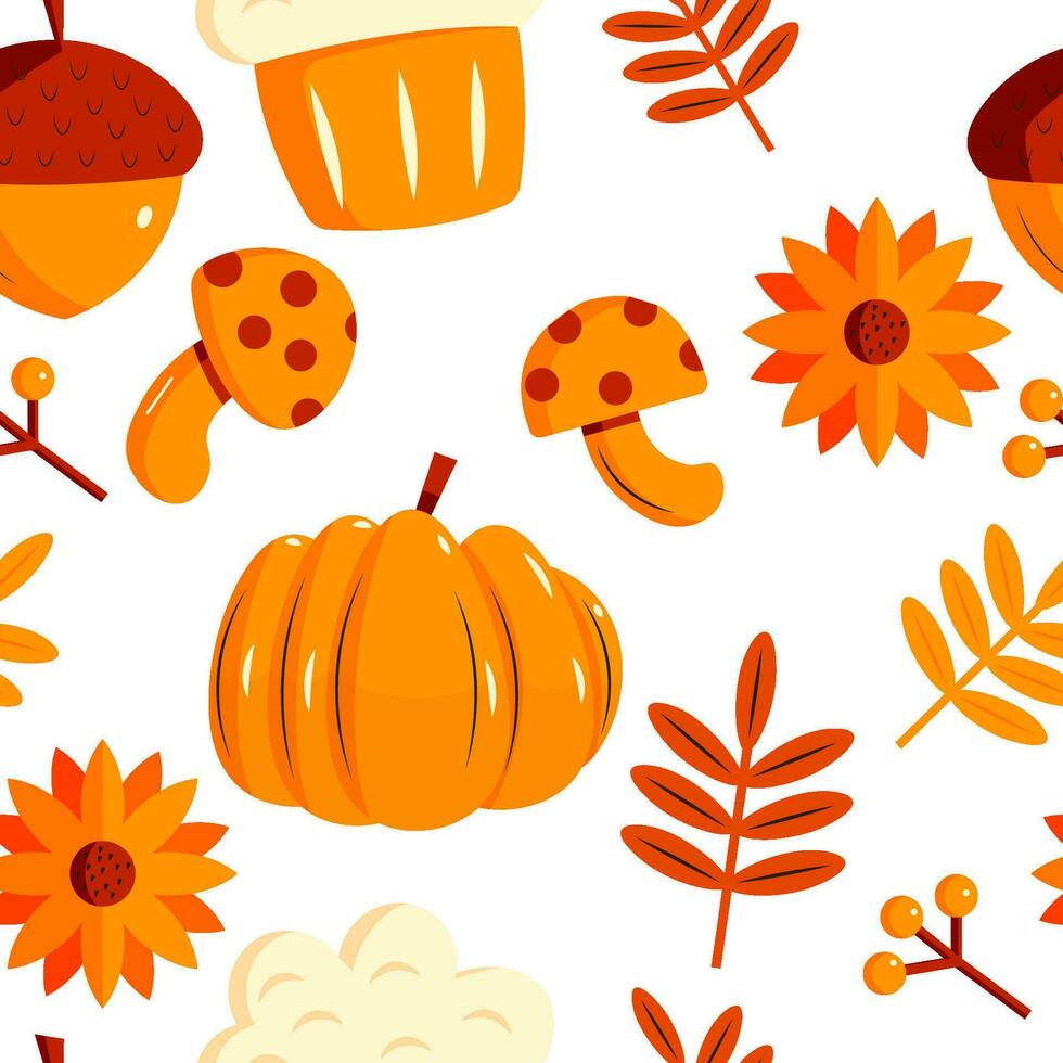 thanks giving flat illustration seamless pattern vector