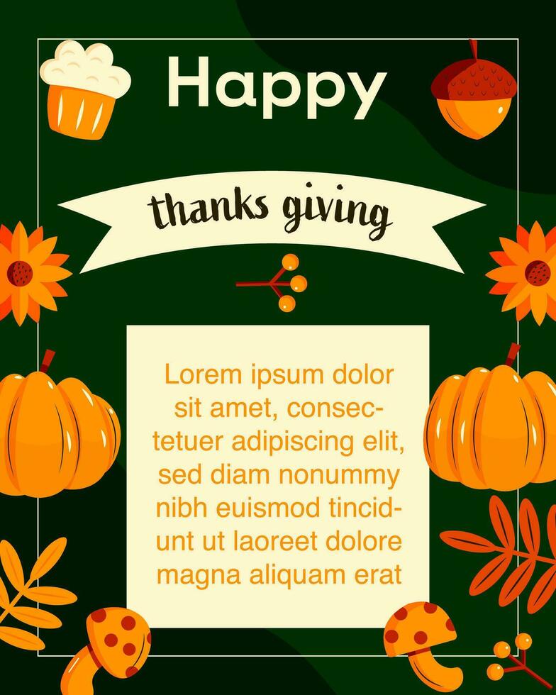happy thanks giving poster illustration vector