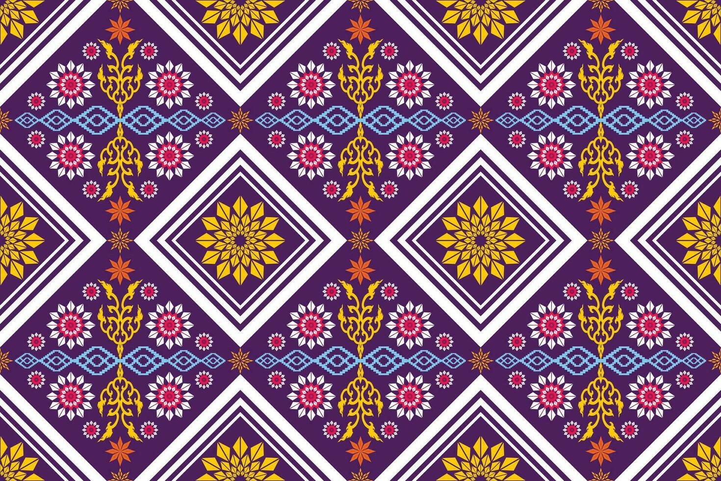 Geometric ethnic oriental traditional art pattern.Figure tribal embroidery style.Design for background,wallpaper,clothing,wrapping,fabric,element,,vector illustration. vector