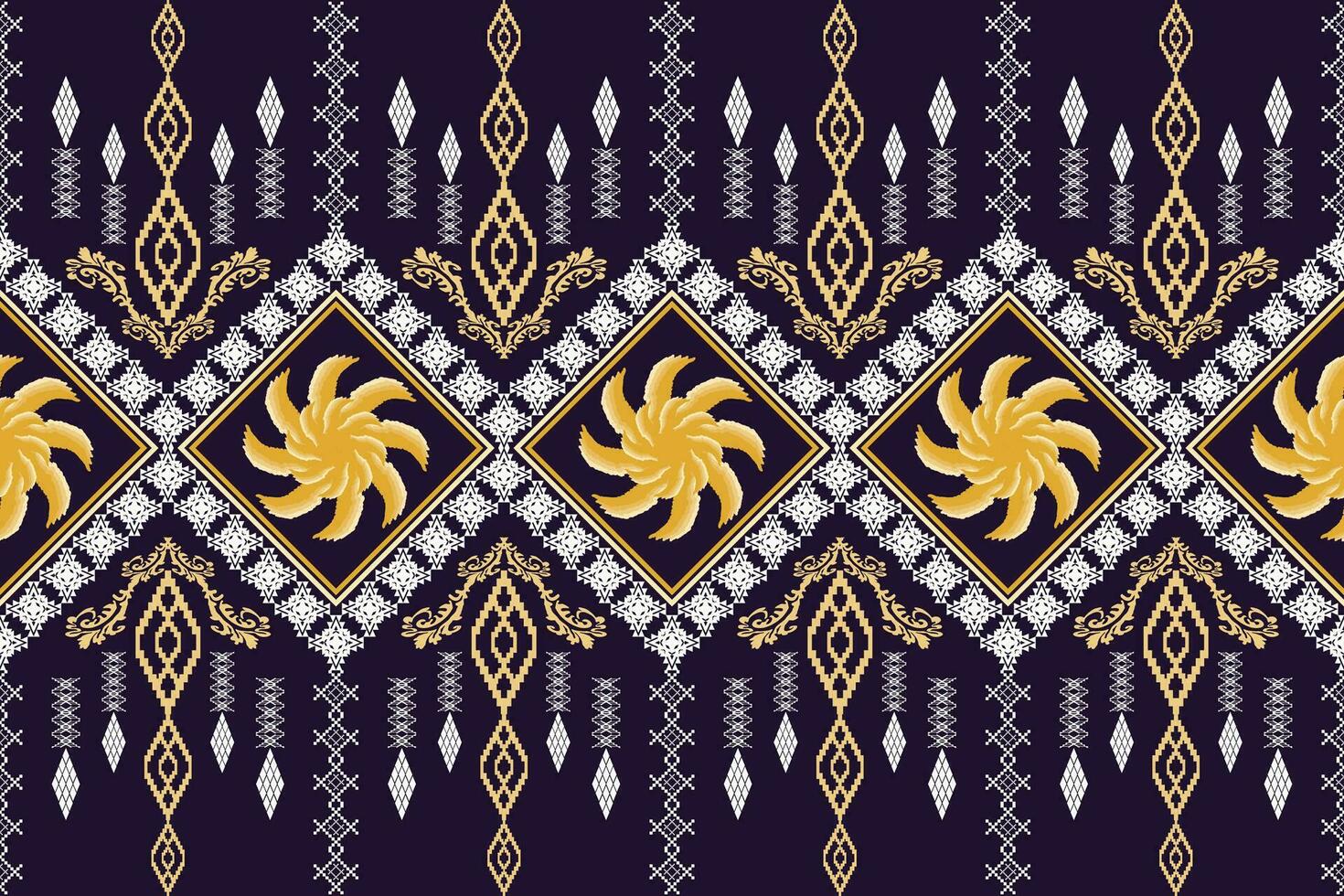 Geometric ethnic oriental traditional art pattern.Figure tribal embroidery style.Design for background,wallpaper,clothing,wrapping,fabric,element,,vector illustration. vector