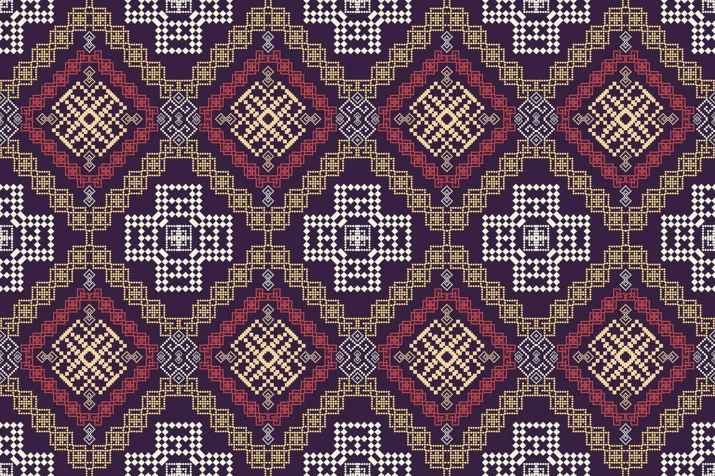 Geometric ethnic oriental traditional art pattern.Figure tribal embroidery style.Design for background,wallpaper,clothing,wrapping,fabric,element,,vector illustration. vector