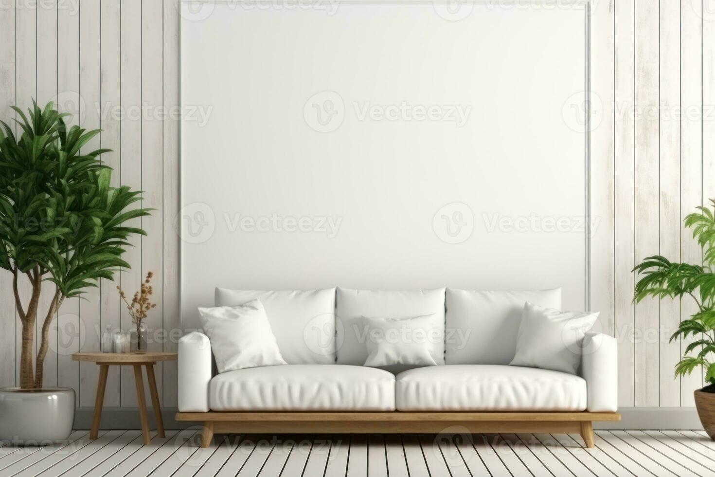 Canvas mockup modern living room generative ai photo