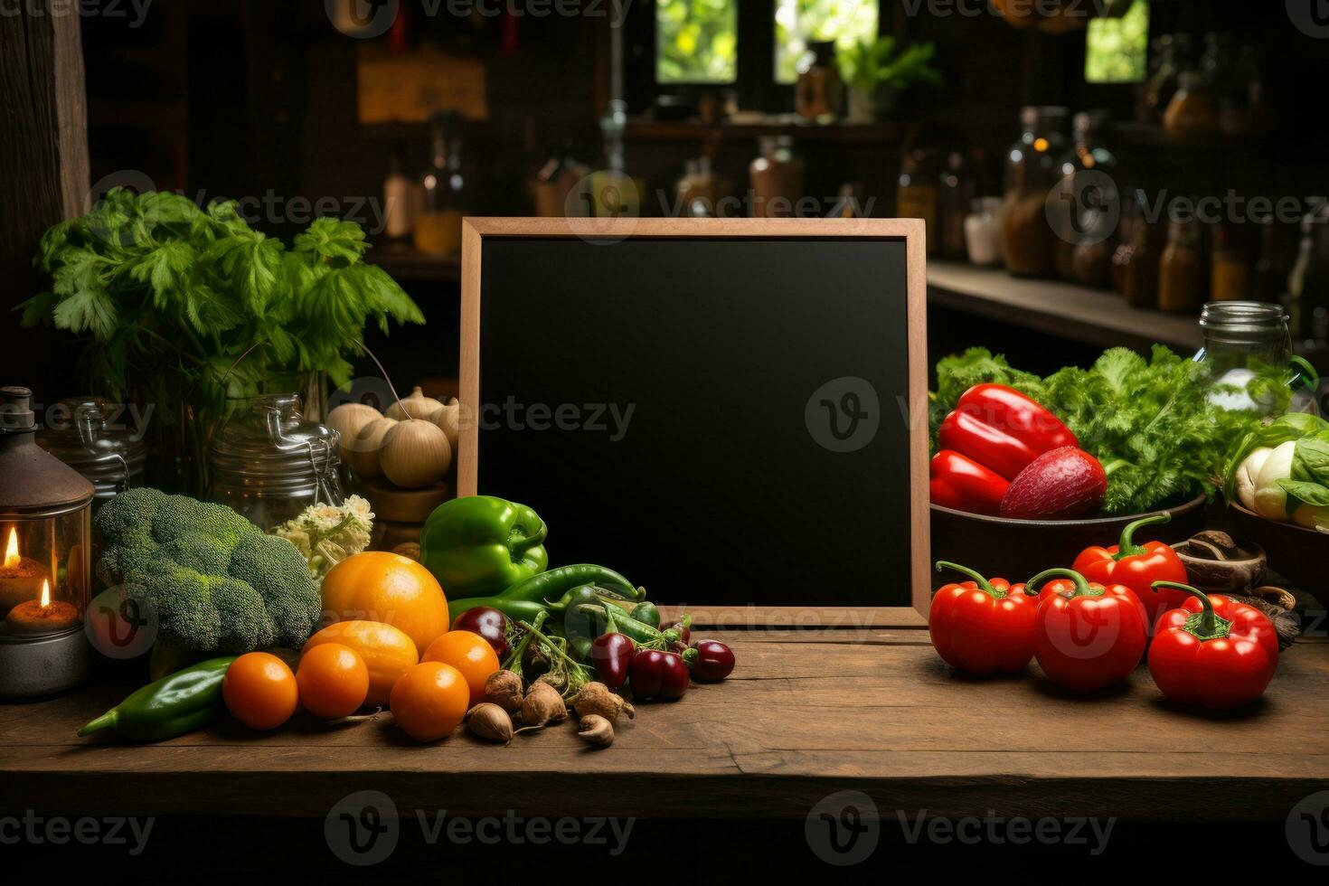 vacío pizarra firmar Bosquejo en frente de un restaurante. generativo ai foto