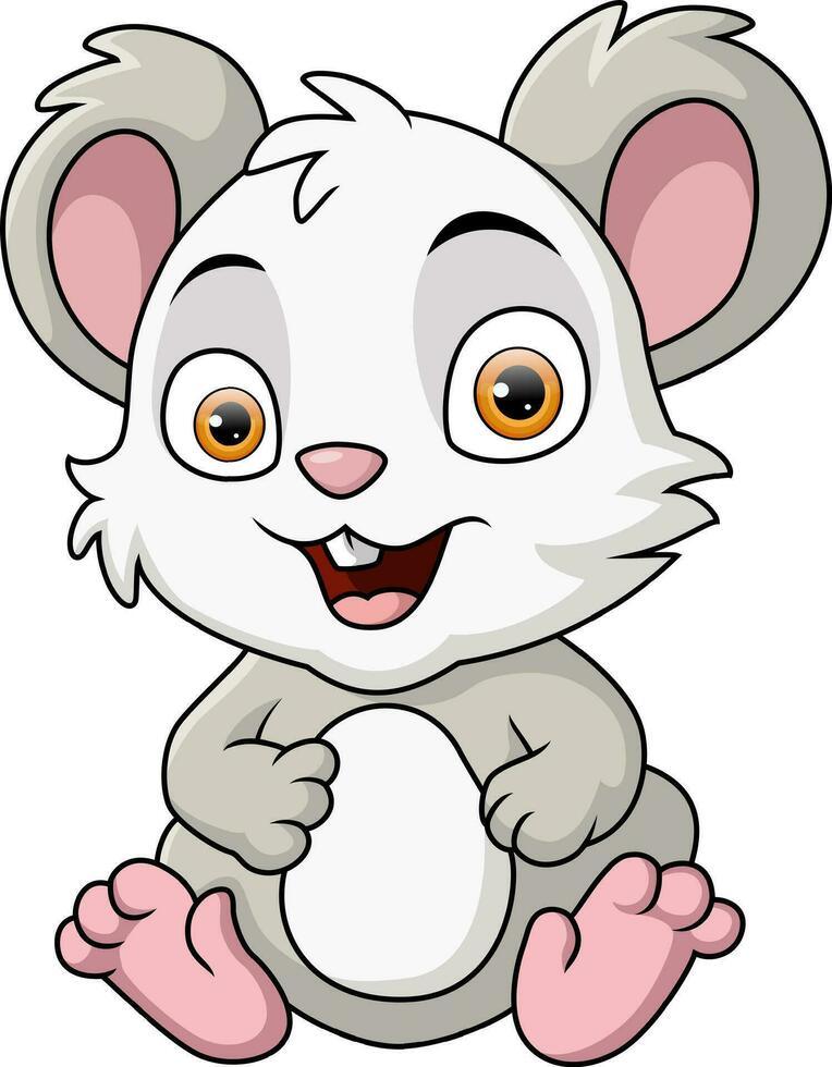 Cute mouse cartoon on white background vector