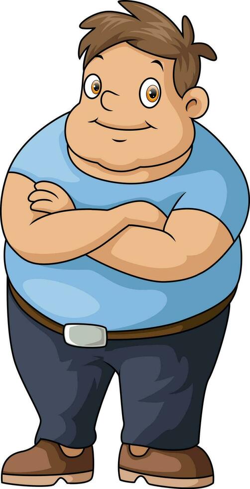 Cute fat boy cartoon standing vector