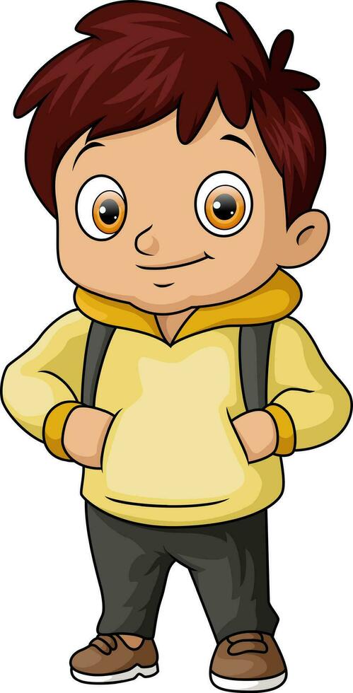 Cute little boy cartoon on white background vector