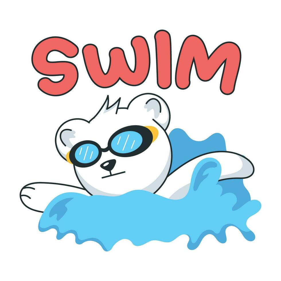 Trendy Swimming Bear vector