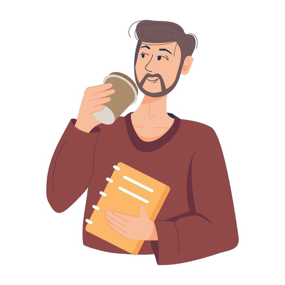 Trendy Drinking Coffee vector