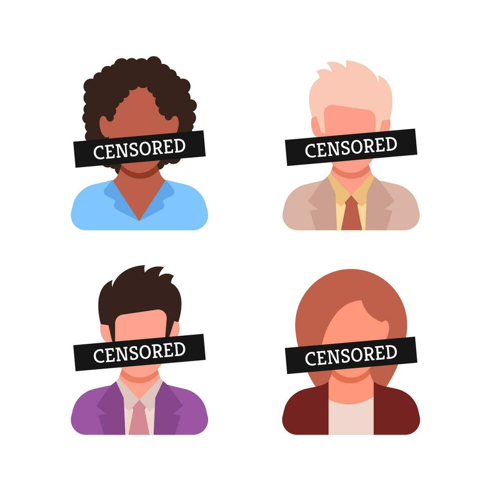 Censored sign on avatar face vector